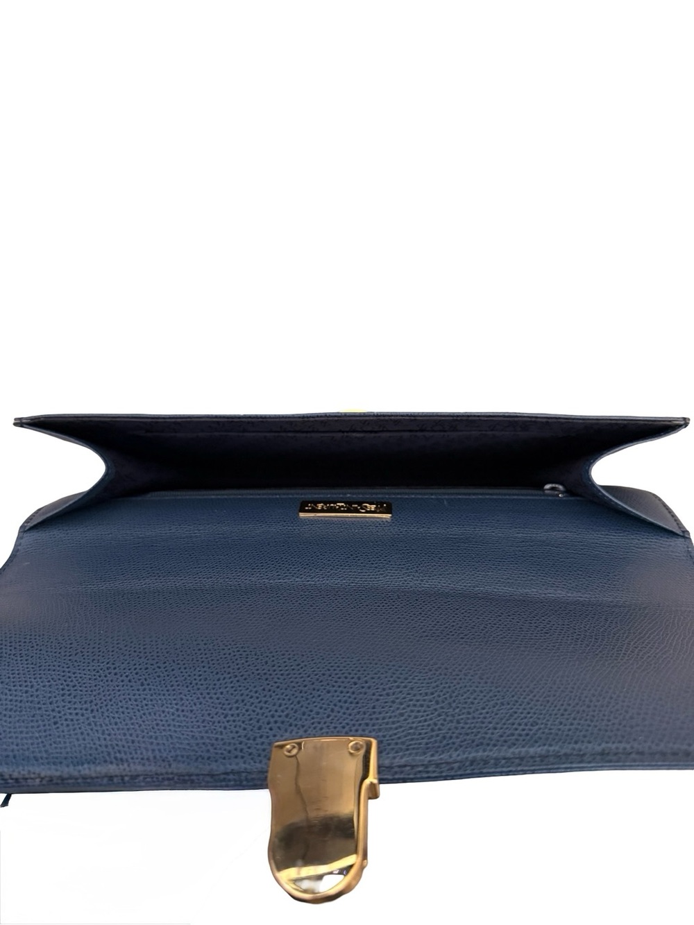 Vintage Yves Saint Laurent Navy Blue Leather Briefcase Top Handle Bag YSL - Picture 13 of 15